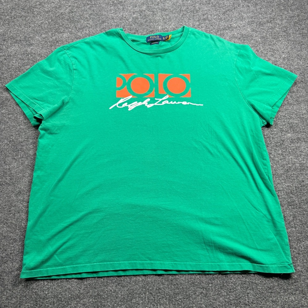 Polo Ralph Lauren T Shirt Mens XL Green Script Logo Graphic Classic Fit